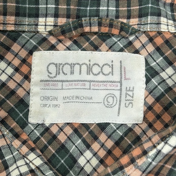 Gramicci Button Up Shirt Mens Large Multicolor Plaid Long Sleeve Pocket Age Wash - Picture 5 of 7